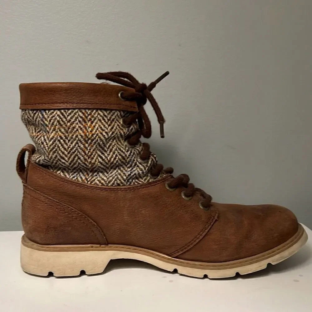 Timberland Women's Brown & Tan Tweed Leather Ankle Boots